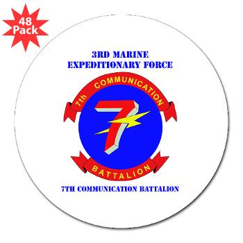 7CB - M01 - 01 - 7th Communication Battalion with Text - 3" Lapel Sticker (48 pk)